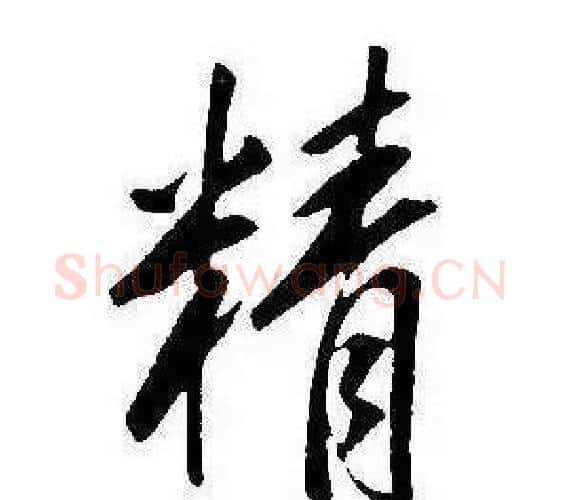 精字康熙毛笔行书书法写法,摘自千字文