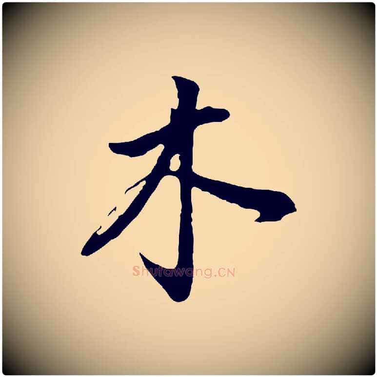 木毛笔行书写法,摘自明代董其昌书古人诗