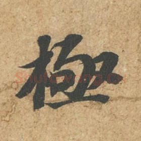 北宋 苏轼 毛笔行书『极』单字帖图片,摘自:归安丘园帖