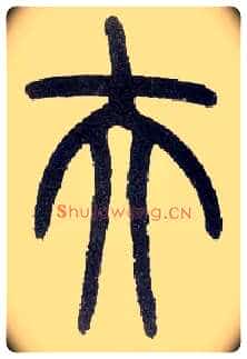 夫毛笔小篆写法,摘自近现代王福庵说文部首