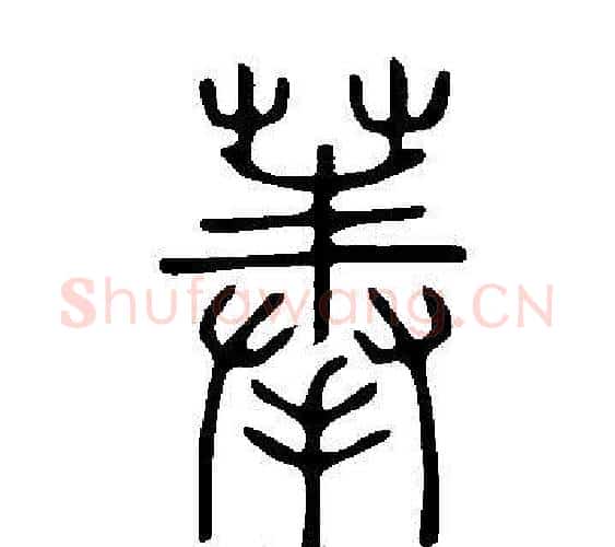 菶字许慎毛笔篆书书法写法,摘自说文解字