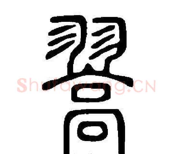 翯字许慎毛笔篆书书法写法,摘自说文解字