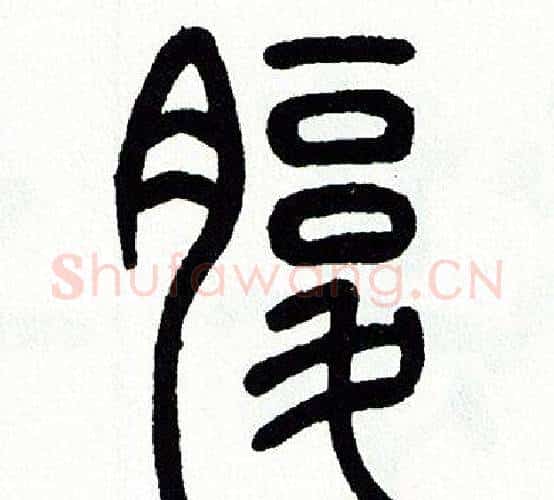 腹字方去疾毛笔篆书书法写法,摘自方去疾毛笔篆书书法作品