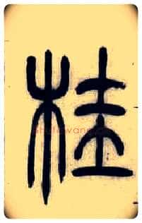 桂毛笔小篆写法,摘自清吴熙载篆书汉乐府安世房中歌四条屏