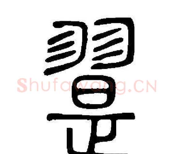 翨字许慎毛笔篆书书法写法,摘自说文解字