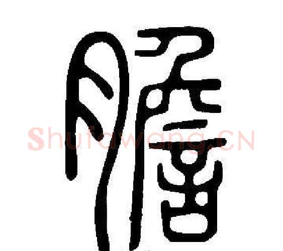 膽字许慎毛笔篆书书法写法,摘自说文解字