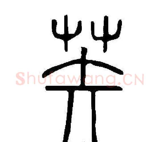 苵字许慎毛笔篆书书法写法,摘自说文解字