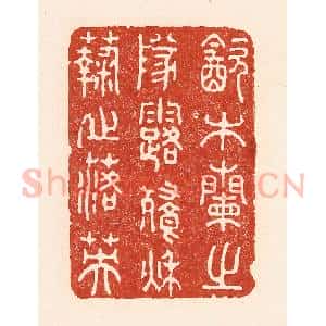 清代 陆廷槐辑 印谱《饮木兰之队落 餐秋菊之落英》篆刻印章作品图片欣赏