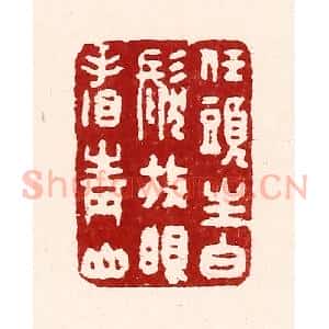 清代 吴苍雷篆 印谱《任头生白发 放眼看青山》篆刻印章作品图片欣赏