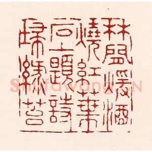 清代 吴苍雷篆 印谱《林间暖酒烧红叶 石上题诗扫绿苔》篆刻印章作品图片欣赏