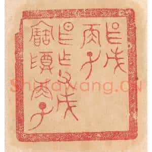 清代 杨燮篆 印谱《甚戊 两子 甚作父戊宝尊两子》篆刻印章作品图片欣赏
